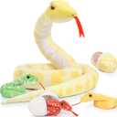 MorisMos Giant Snake Stuffed Animal Mommy with Babies, Realistic Stuffed Snakes Plush Toy, Long Boa Constrictor for Kids, Girls, Boys, Halloween, Yellow, 80in
