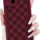 Lovmooful Compatible for iPhone 14 Plus Case Aesthetic Cute Checkerboard Lattice Plaid with Color Design for Girls Women Soft TPU Shockproof Protective Girly for iPhone 14 Plus Case Red