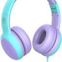 gorsun Kids Headphones with Limited Volume, Cat Ear Toddler Headphones, Wired Headphone Over Ear for Boys and Girls,Stereo Sound Foldable 3.5mm Headset for Children (Purple)