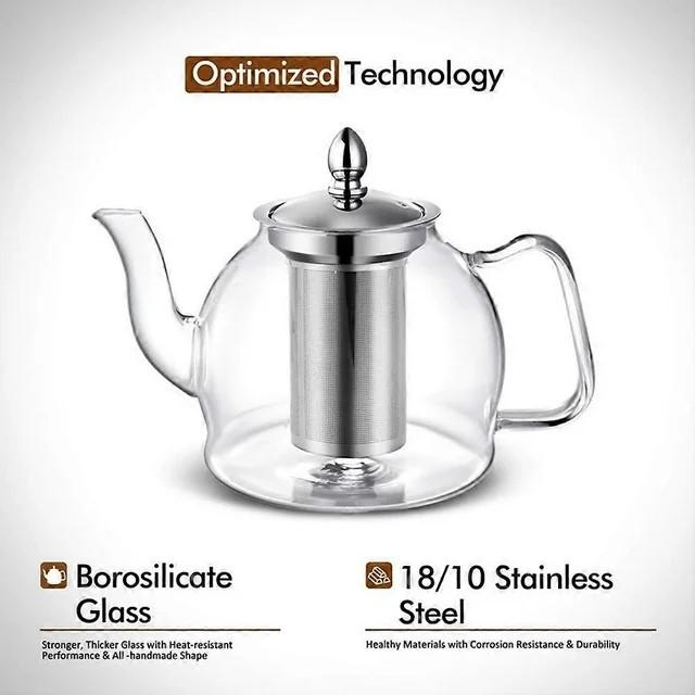 1000Ml Glass Teapot with Removable Infuser, Stovetop Safe Tea Kettle