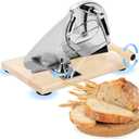 Manual Bread Slicer with Hand Crank - Adjustable Thickness Stainless Steel Bread Cutter for Even Slices, Versatile for Homemade Sourdough, Sandwich Bread & More, Suction Cup Base for Stability(silver)