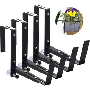 4 Pack Window Box Brackets Flower Planter Box Brackets for Railings Adjustable Deck Rail