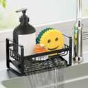 Kontoyo Sponge Holder for Kitchen Sink,Stainless Steel Kitchen Sink Organizer with Auto Draining Tray,Kitchen Countertop Soap Dispenser Organizer,Black