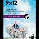 Americanflat 9x12 Picture Frame with Shatter-Resistant Glass - Signature Collection - Gallery-Style Frames Made of Engineered Wood - Photo Frame for Tabletop and Wall Display - Black