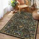 3x5 Black Brown Boho Floral Washable Rug,Soft Lightweight Low Pile Non-Shedding Carpet,Machine Washable Stain Resistant & Non-Slip for Entryway,Girls Bedroom,Kids Room,Living Room
