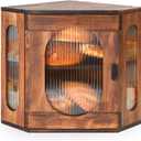 Sunhoo Bread Box for Kitchen Countertop Corner Bread Storage Wooden Breadbox Container 2 Layer Bread Holder Keeper Large Farmhouse Bread Bin Shelf for Homemade Pantry Vintage Acrylic Window (Brown)