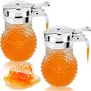 2Pcs 8oz Syrup Dispenser Honey Pot Glass Honey Dispenser Jar, Maple Syrup Dispenser, Honey Container, Commercial Quality With Handle Honey Dispenser Jar for Home Kitchen Honey & Syrup Storage