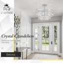 CATINER 20'' Modern Crystal Chandelier Luxury 6-Lights Chrome Semi Flush Mount Ceiling Light Fixtures Round Crystal Pendant Chandelier for Living Room Dining Room Kitchen Foyer Bedroom, Chrome, Medium-20”