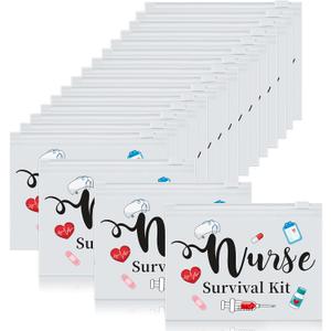 Oudain 60 Pcs Nurse Survival Kit Bag Nursing Makeup Bags Multi Purpose Cosmetic Pouches for Girls Women Travel Supplies, 7.87 x 5.91 Inches(White) 