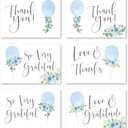 Hadley Designs Baby Shower Thank You Cards with Envelopes - 24 Baby Boy Thank You Cards for Gift, 4x6 Boy Thankyou Notes Babyshower Sprinkle, Cute Blue Floral Shower Thanks Card