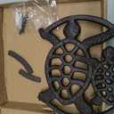 GASARÉ, Cast Iron Trivet for Hot Dishes, Pots, and Pans, Metal Trivet, 2 Turtle Design, Rubber Feet Caps, Ring Hanger, 8.75 Inches, Brown, 1 Unit