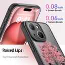 FUNMIKO for iPhone 14 Case Military-Grade Protection & Wireless Charging - Trendy Floral Design for Women Girls, Non-Slip Matte Phone Cover with Shockproof Corners - Blooming Cherry Tree