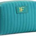 Monogrammed Make Up Bags for Women,Personalized Cosmetic Bags Women,Small Quilted Makeup Pouch,Cute Makeup Bag Travel,Birthday Gifts for Teen Girl (Blue F)