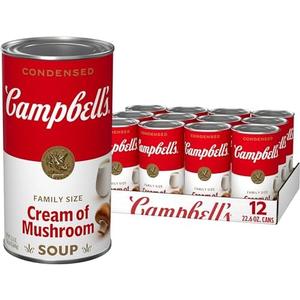 Campbell's Condensed Cream of Mushroom Soup, 22.6 oz Family Size Can (12 Pack),Best By 09 AUG 27