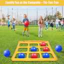 Outdoor Games for Adults and Family, Giant Tic Tac Toe Game with 10 Balls, Outside Toys for Kids Ages 8-12, 2-10 Players, Yard Pool Beach Lawn Camping (Yellow)