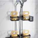 KEGII Shower Caddy Hanging for Handheld Showerheads, Rustproof Hanging Shower Organizer with Soap Dish, Toothbrush Holder and Hooks, Over Showerhead Caddy for Bathroom