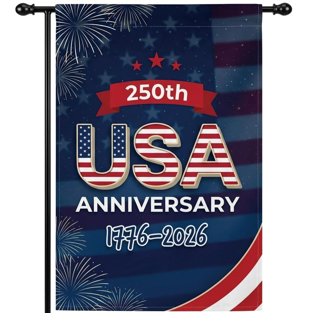 250th Anniversary Flag USA 250 Year American Anniversary, 250th Anniversary Merchandise, 250 Flag, Double-Sided 12x18 Inch Yard Flag, 1776-2026 Commemorative Outdoor Celebration