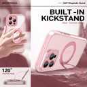 Privacy Case for iPhone 16 Pro Max with 360Stand [Built-in Anti Peeping Screen Protector] [Compatible with MagSafe] [Magnetic Ring ] Full Body Protective Phone Cover 6.9", Pink