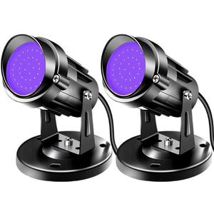 Halloween LED Blacklight Spot Lights Indoor 15W Black Spotlight Lamp 120V Accent Blacklighting Indoor Black Uplighting Decor with US Plug with Switch and Round Base (1Pack)