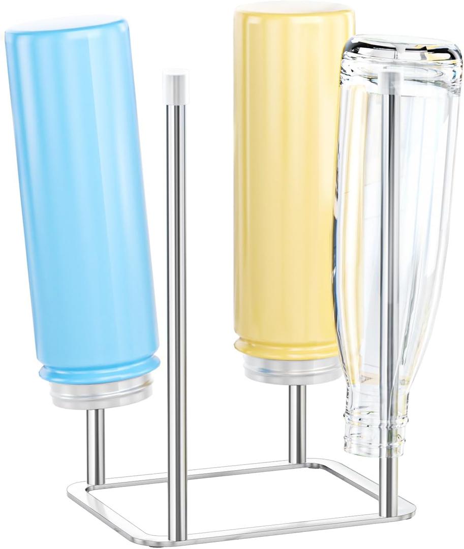Water Bottle Drying Rack, Stainless Steel Bottle Dryer Rack, Baby Bottles Rack Dryer, Cup Drying Rack, Reusable Bag Drying Stand, Kitchen Stand Holder for Glass Bottles, Water Cups, Plastic Bag (Small, Silver)