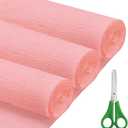 Crepe Paper Roll (17Inch x 8.2ft),3Rolls,Crepe Paper,DIY Gift Color Paper Flowers Set for Mother's Day, Valentine's Day, Birthday and Wedding Decoration Flowers Making (Pink)