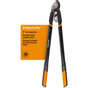 Fiskars Ratchet Drive Anvil Lopper 32 Inch Heavy Duty Tree Trimmer, 2 inch Cut Capacity, Riveted Handles for Easy Squeeze Cutting Power