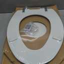 Mayfair Bennett Toilet Seat with Chrome Hinges, Slow Close Wood Seat, Secure Metal Hinges, Easy Install, Made in USA, Elongated, White