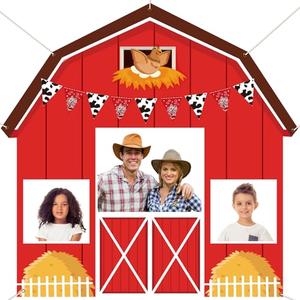 Farm Barn Door Backdrop Photo Booth Prop Farm Themed Birthday Party Decorations Red Barn Hanging Backdrop Farm Animal Banner Barnyard for Halloween Farmhouse Baby Shower Photography Party Supply