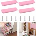 INCREWAY Wood Pulls, 4 Pack 3.78 Inch(96mm) Hole Centers Cartoon Kitchen Cabinet Drawer Dresser Cupboard Handle Pull Knobs, Rectangle Kids Bedroom Furniture Hardware, Pink