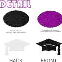 Graduation Party Confetti Decorations, Black and Purple Glitter, Congrats Grad and Cap Design, for 2025 Graduation Party Supplies