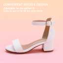 Hehainom Girls White Heels Sandals Size 5 Ankle Strap Dress Shoes Toddler Little Big Kid Flower Girl Wedding Party Pumps shoes