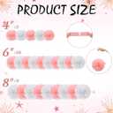 24 Pcs Christmas Tissue Paper Pom Poms Ornaments Pink and White Tissue Paper Pom Poms Flowers Xmas Hanging Decorations Flowers for Pink and White Christmas Tree Ornaments Holiday Decorations