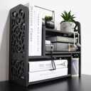 YGYQZ Small Bookshelf for Desktop Storage, Mini Cute Office Desk Shelves White Versatility Organizers for Women, Kids, Black Cloud 