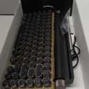 Retro Typewriter Wireless Mechanical Gaming Keyboard, Bluetooth 5.0 Office Computer Vintage Keyboards 83-Key Blue Switches Punk Round Keycap, LED Backlight, Compatible with PC/Laptop/Pad/Phone, Wood