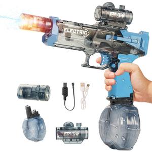 Flame Light Fully Automatic Water Gun, 28-32 FT Range Powerful Classic Water Squirt, Electric Water Guns for Adult Kid,High Capacity 500+ Water Blaster, Summer Outdoor Swimming Pool Water Toy(Blue)
