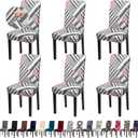 Dining Room Chair Covers - Stretch Kitchen/Dining Room Set of 6 - Removable Washable Slipcovers for Home, Hotel, Banquet (Black+Red Grid)