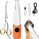 Dog Paw Trimmer with LED Light, Low Noise and USB Rechargeable, Safe Rounded-Tip Scissors, Paw Trimmers for Dog's Feet, Ears, Face and Rump
