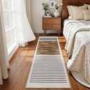 6x9 Washable Area Rug for Living Room, Abstract Striped, White Brown Black (EXP 10/31/27)
