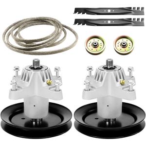 Lawn Mower 42 inch Deck Rebuild Kit for 2 Spindles 618-04456 918-04456 918-04461A, 2 Flat Pulleys, 2 Idlers, 2 Blades, 1 Belt