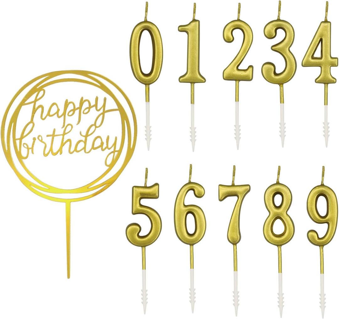 10-Piece Number Birthday Candles - Glitter Cake Toppers for Birthday & Wedding Parties