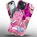 Case Compatible with iPhone 15 Plus,Pink Decorations-Dolphin Car Hybrid 2-Layer Hard Shell+Silicone Double Protective Scratch-Resistant Shockproof Case for iPhone 15 Plus