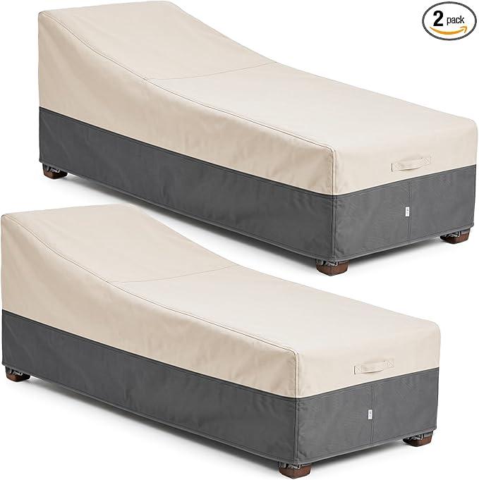  Extra Heavy Duty Patio Chaise Lounge Cover Waterproof 2 Pack Lounge Chair Covers for Outdoor Pool Lounger and Patio Furniture, 76" x 32" x 32" H