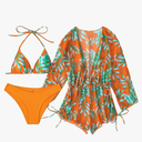 Women's 1 Piece Swimsuit Halter Drawstring Bathing Suit with Cover Up M