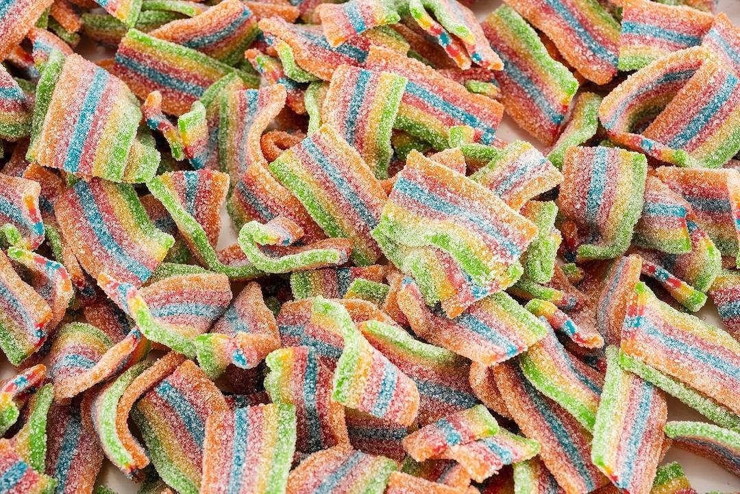 Herby Sour Rainbow Mini Belts, Burst of Flavor, GMO Free, Vegan & Halal Sour Mini Belts Gummy Candy, 2.2 Pound, Best Buy 05.08.2026