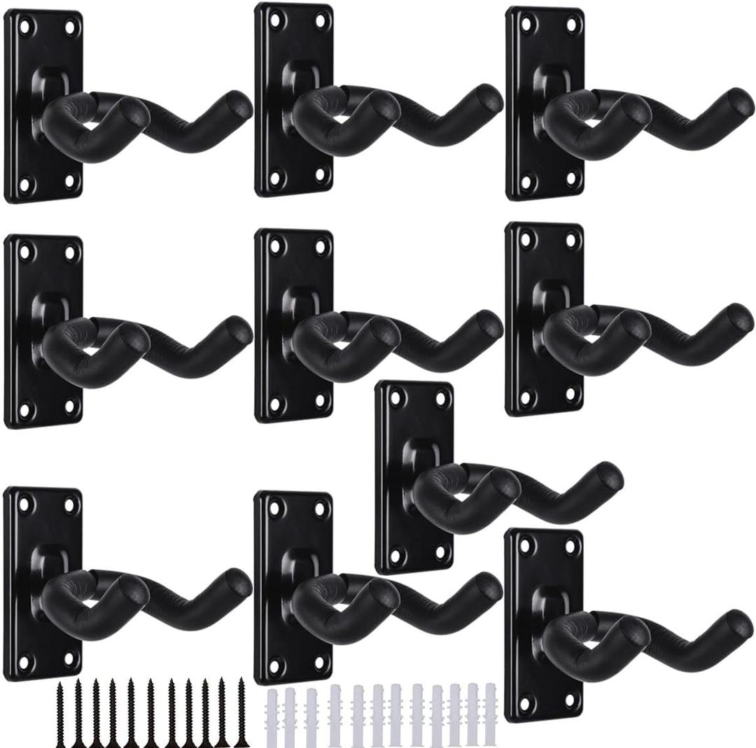 Sound harbor Guitar Wall Mount 10 Pack, Guitar Hangers for Wall Sturdy Metal Guitar Hook Stand Wall