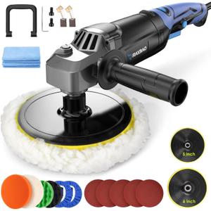 Buffer Polisher, Rotary Buffer 1200W, Car Buffing Kit with Speed 1600-3500RPM, 6inch/7inch Backing Plate, Buffer Polisher for Car Detailing