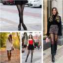 Fleece Lined Tights Women,Thermal Leggings Pantyhose Fake Translucent Thick Warm Sheer Tights for Winter (Black)