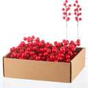 32 Pack Christmas Tree Decorations, Artificial Red Berry Stems 6.5inch Christmas Berry Picks with Holly Berries for Xmas Winter Holiday Home DIY Ornaments