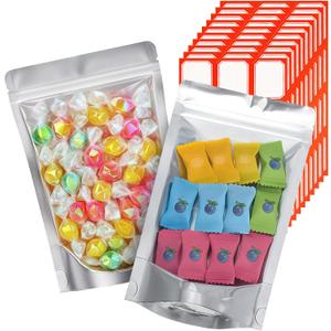 200 Pcs Resealable Bags, 5"x8" Mylar Bags for Food Storage Packaging Pouch Bag Aluminum Foil Pouches with Clear Window Bonus Labels Included for Food Snacks Candy Storage