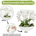 Briful Orchid Artificial Flowers 18in White Fake Orchid Silk Flowers with Ceramic Pot Faux Orchid Arrangement for Home Office Room Coffee Table Centerpiece Modern Decoration